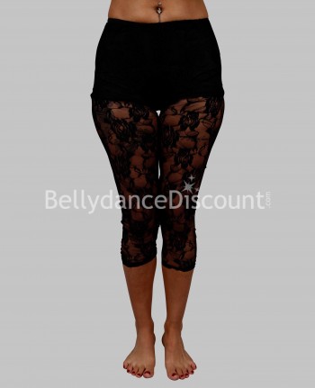 Pantalón Capri negro en encaje