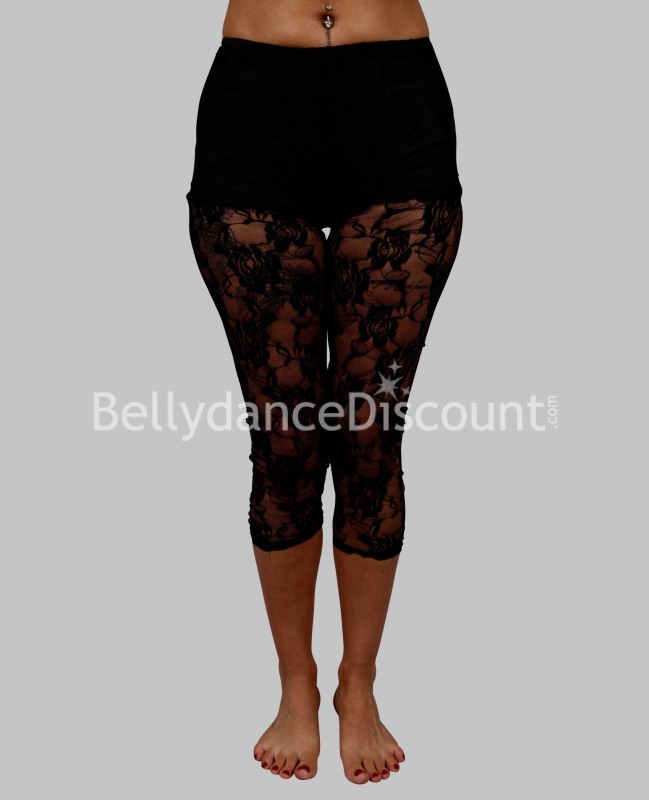 Pantalón Capri negro en encaje