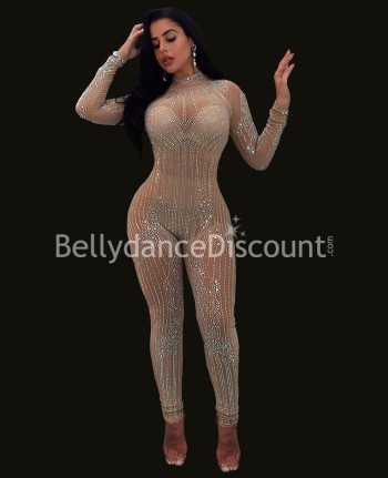Transparent beige suit with strass