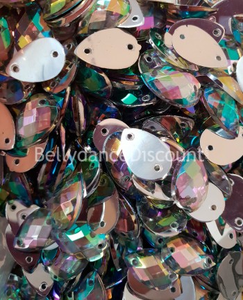 Lot de 30 strass à coudre diamant forme "Goutte"