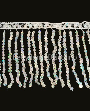 Galon argenté à franges 1 mètre