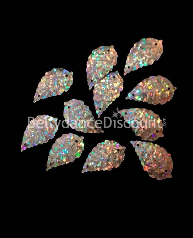 100 escamas “hoja” color plateado para coser