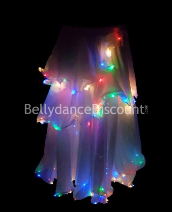 Falda blanca brillante con LEDs multicolores