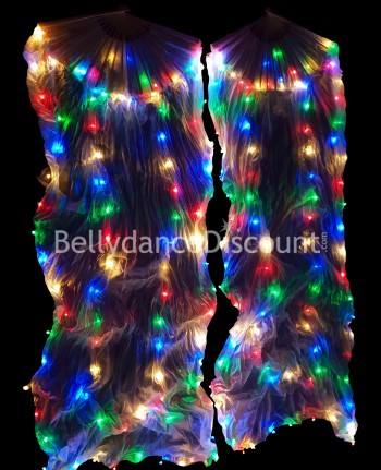 Paio di ventagli luminosi multicolori di danza del ventre