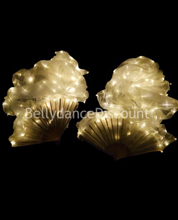 Pair of light-up gold Bellydance fans