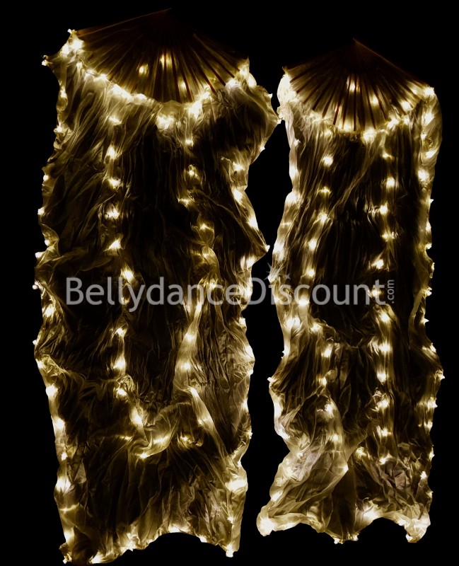 Paire d’éventails lumineux dorés de danse orientale