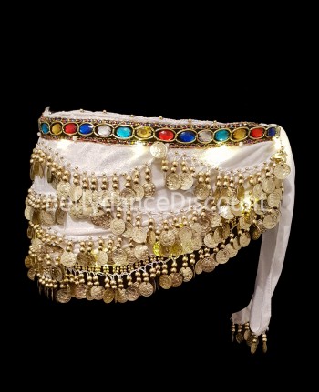 Ceinture de danse orientale lumineuse or