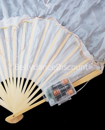 Par de abanicos multicolores luminosos para danza oriental