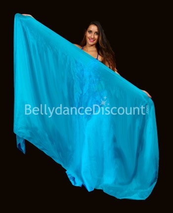 Voile rectangulaire turquoise de danse orientale en pure soie