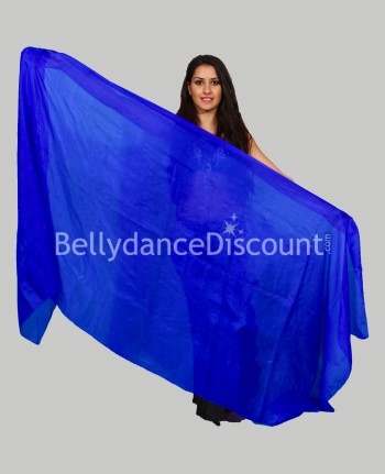 Voile rectangulaire bleu nuit de danse orientale en pure soie