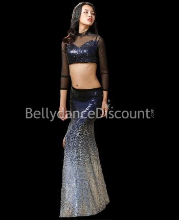 Glittery black and silver Bellydance costume