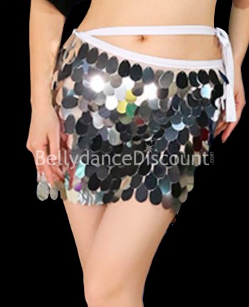 Short silver Bellydance skirt with coins