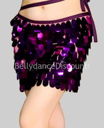Short purple Bellydance skirt with coins