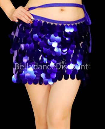 Gonna di danza del ventre blu scuro con pastiglie