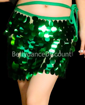 Short green Bellydance skirt with coins