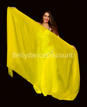 Velo rectangular amarillo en pura seda para danza del vientre