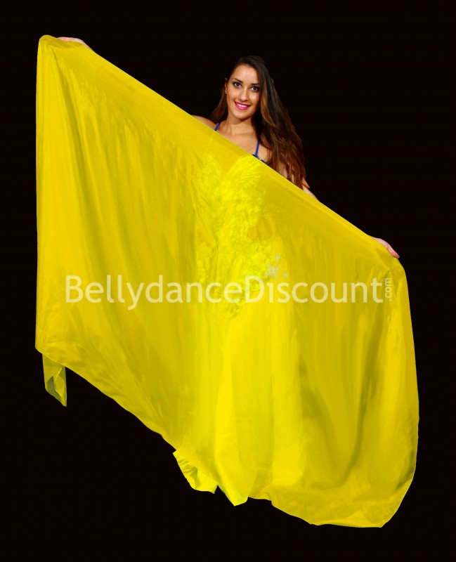 Yellow rectangular pure silk oriental dance veil 
