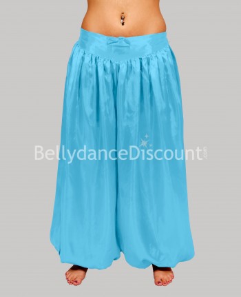 Pantaloni di danza del ventre e Bollywood raso azzurri