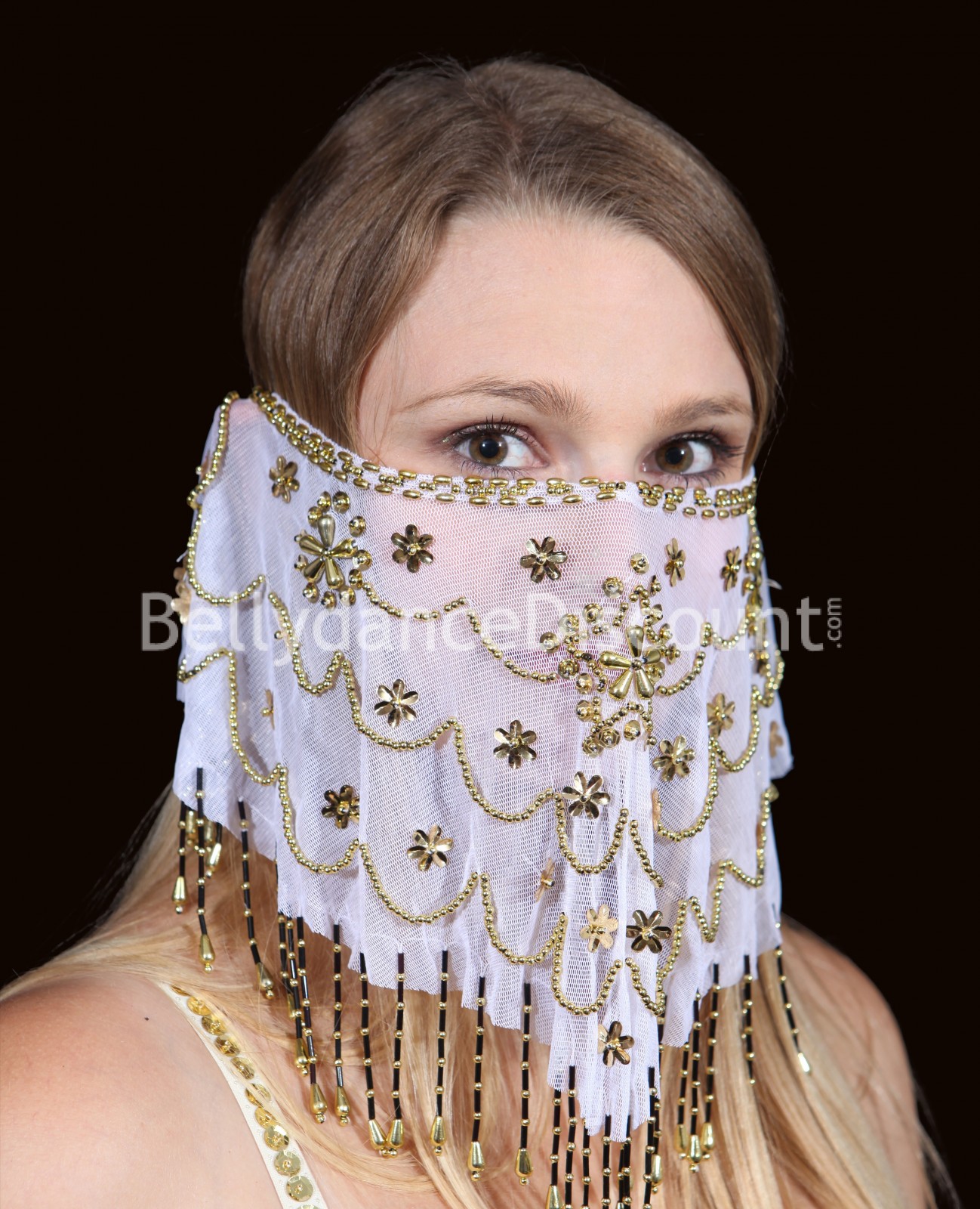 Voile visage de danse orientale blanc Voile visage de danse orientale blanc