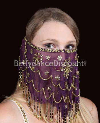 Purple oriental dance face veil