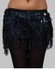 Bellydance belt black with sequined fringes