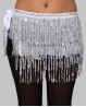 Ceinture de danse orientale blanche franges pailletées 