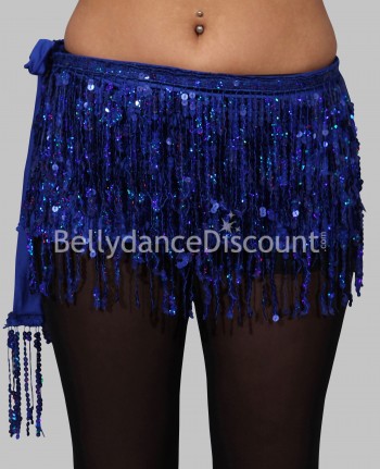 Cintura di danza del ventre blu scuro coregge paillettate