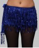 Ceinture de danse orientale bleu nuit franges pailletées 