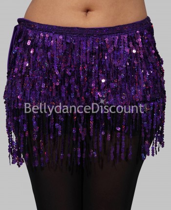 Bellydance belt purple with sequined fringes