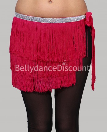 Ceinture de danse orientale fuchsia à franges