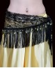 Pañuelo de danza del vientre negro bordado con flecos