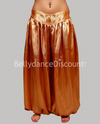 Pantalon de danse orientale et Bollywood satin or