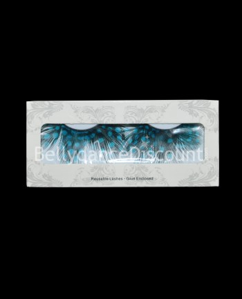 Pair of light blue leopard feathers fake eyelashes