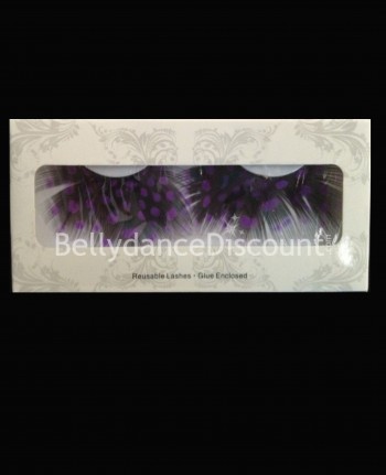 Falsches Wimpern Paar Leoparden Federn in Lila