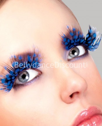 Paio di ciglia finte piume leopardato blu notte