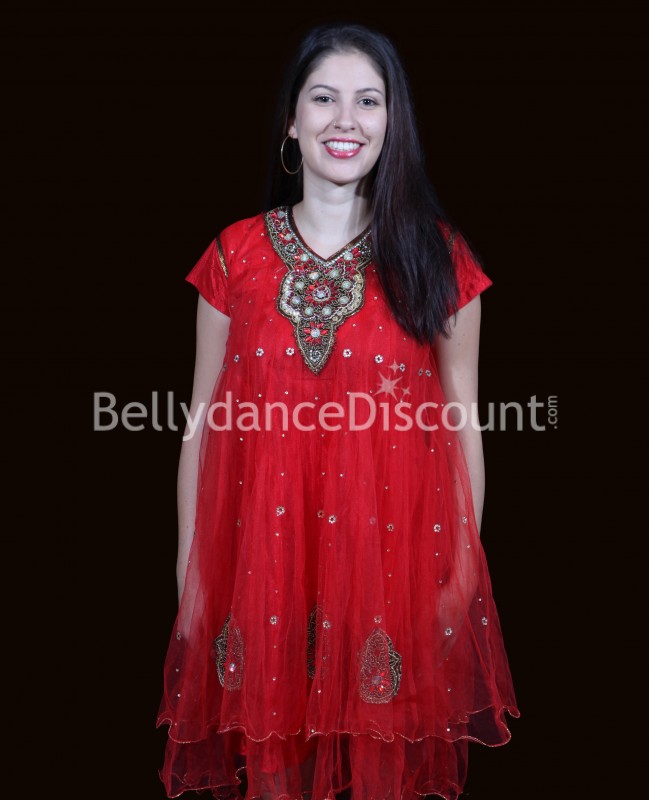 Tunique indienne rouge or