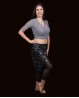 Grey fishnet wrap-over dance top