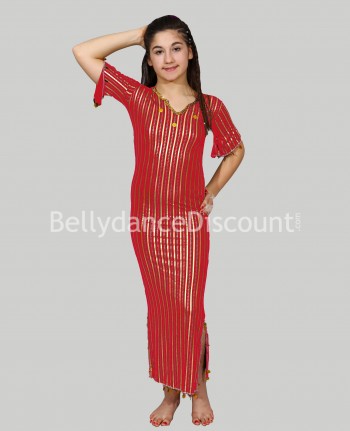 Vestido Baladi / Saidi rojo de danza del vientre niña