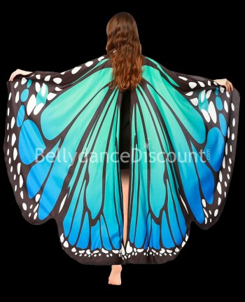 Open green blue butterfly wings