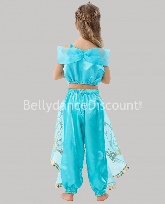 Costume oriental enfant Jasmine bleu or