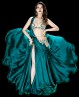 Costume de danse orientale en soie vert