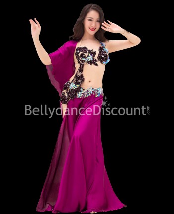 Costume de danse orientale joyaux prune