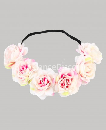 Headband with rosy beige flowers