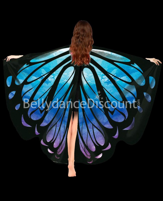 Purple blue open butterfly wings