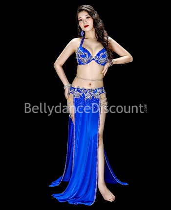 Costume de danse orientale vintage bleu royal