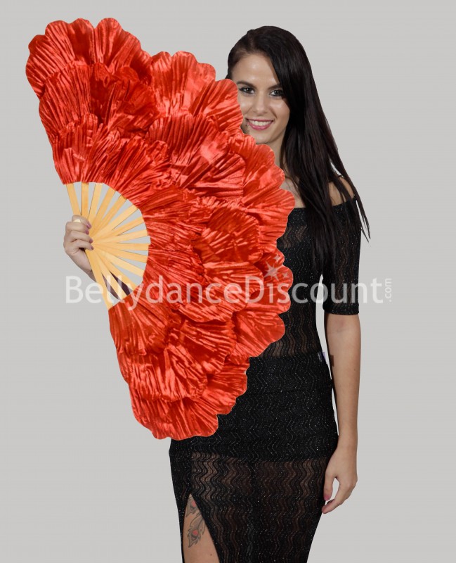 Large bright red dance fan