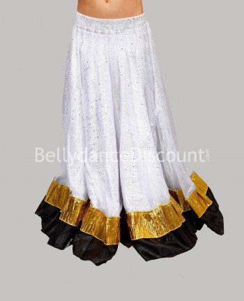 Falda de danza oriental y Bollywood blanca para niña