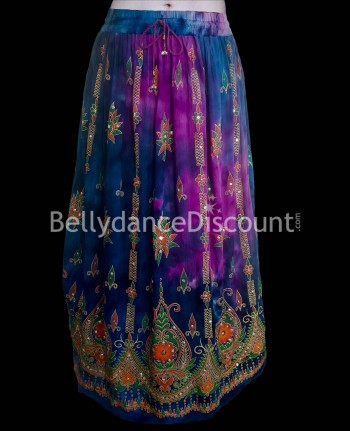 Purple and blue "tie-dye" indian skirt