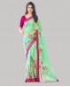 Green pink flowery sheer Indian saree