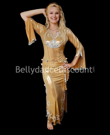Traje Baladi / Saïdi para danza del vientre dorado y plateado